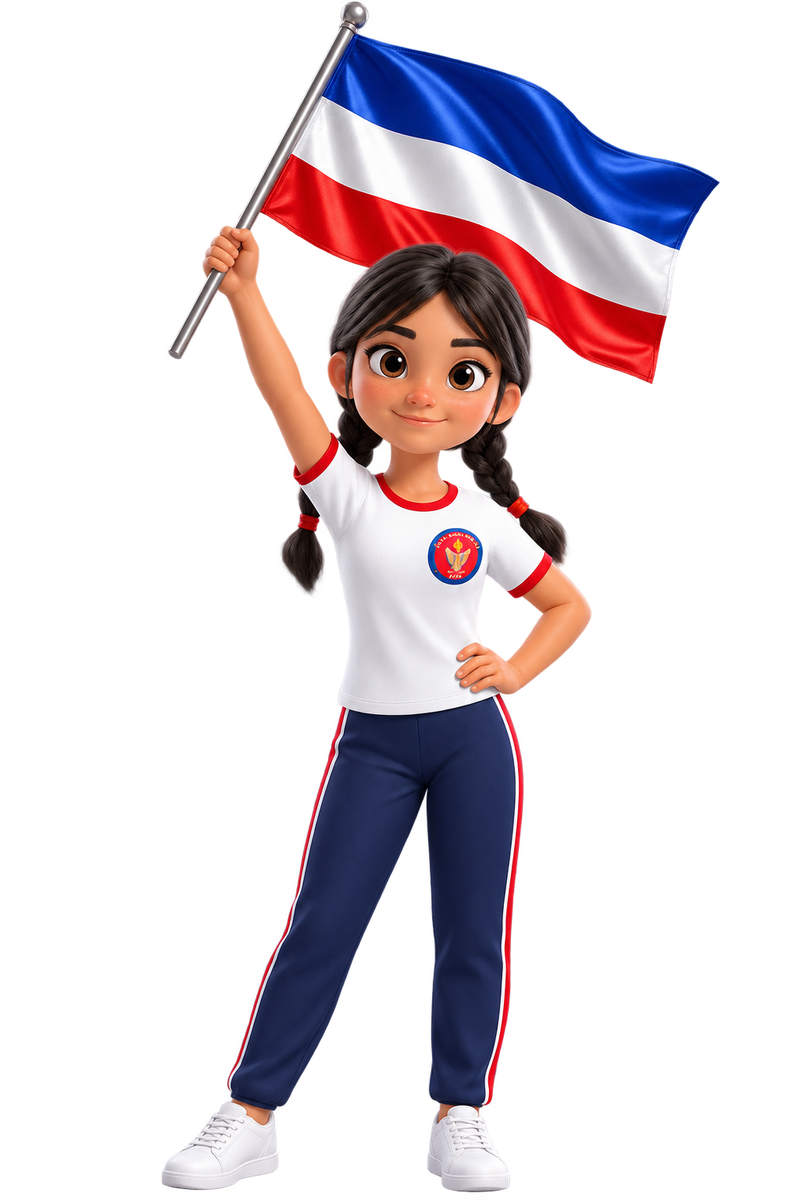 Estudiante de la I.E.M. María Goretti con la bandera